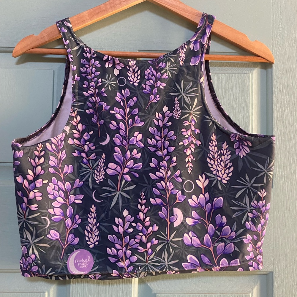 Like new Rachel Pohl Purple Lupine Floral Crop Top